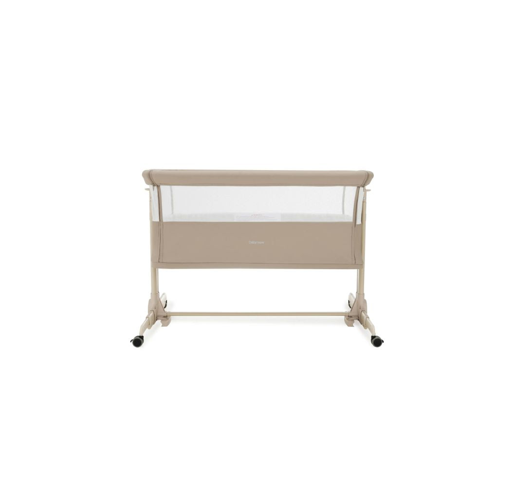 Babymore Neera Bedside Crib – Khaki | 2-in-1 Bedside Sleeper & Baby Crib with Mattress