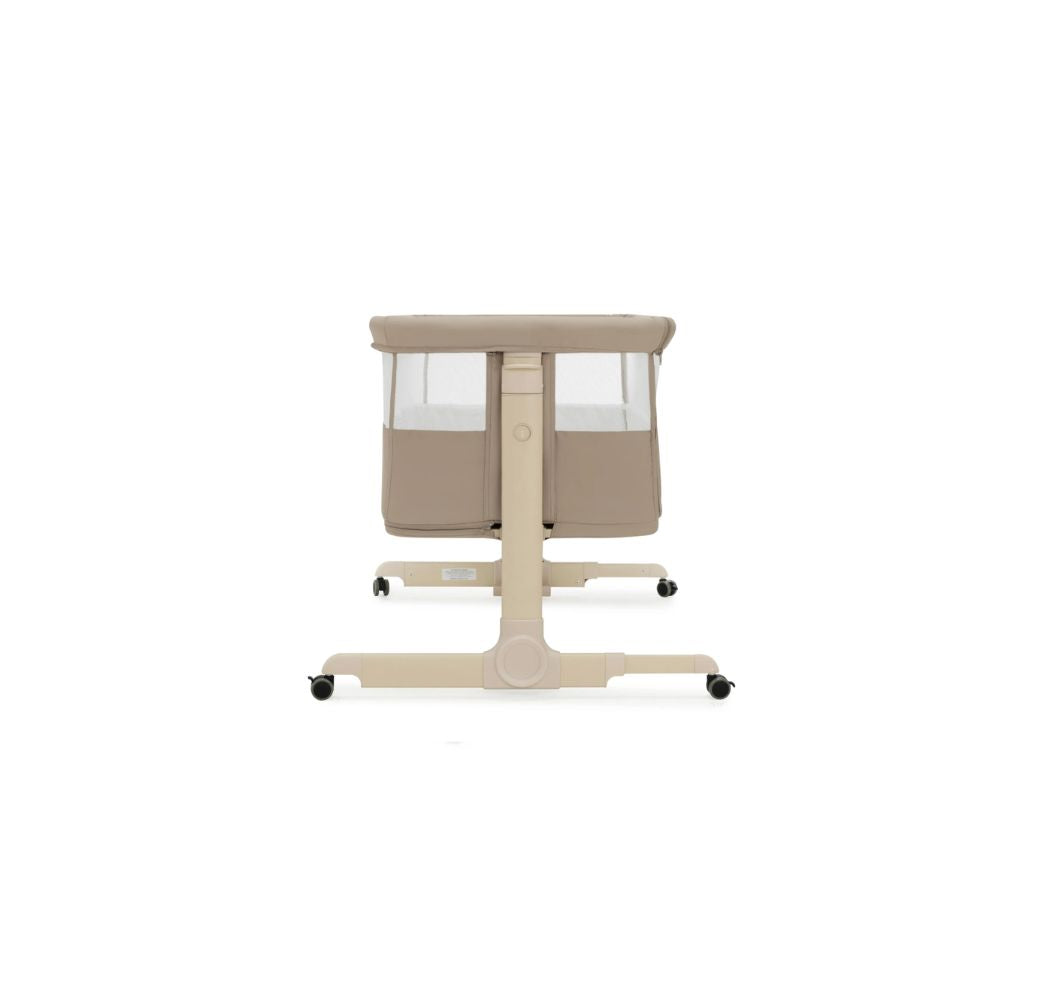 Babymore Neera Bedside Crib – Khaki | 2-in-1 Bedside Sleeper & Baby Crib with Mattress