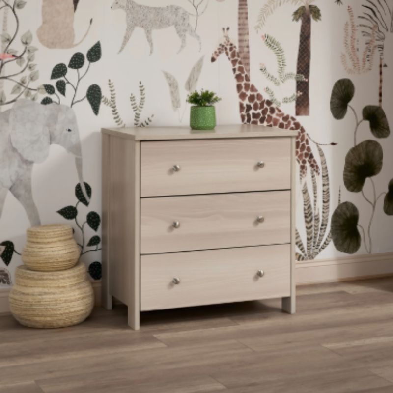 Obaby Nika 3 Piece Nursery Room Set | Cot Bed, Changing Unit & Wardrobe - Aspen