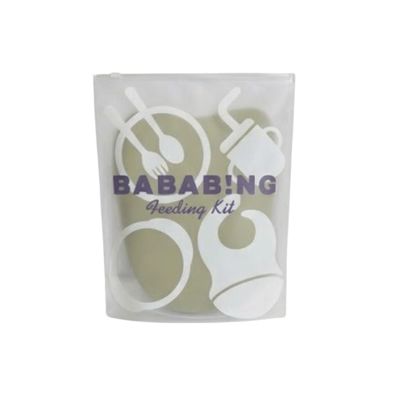 BabaBing 6-Piece Silicone Baby Weaning & Feeding Set| 6 Months+ | Olive