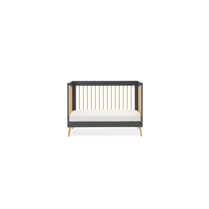 Dark Slate Gray OBABY MAYA MINI COT BED - SLATE + NATURAL