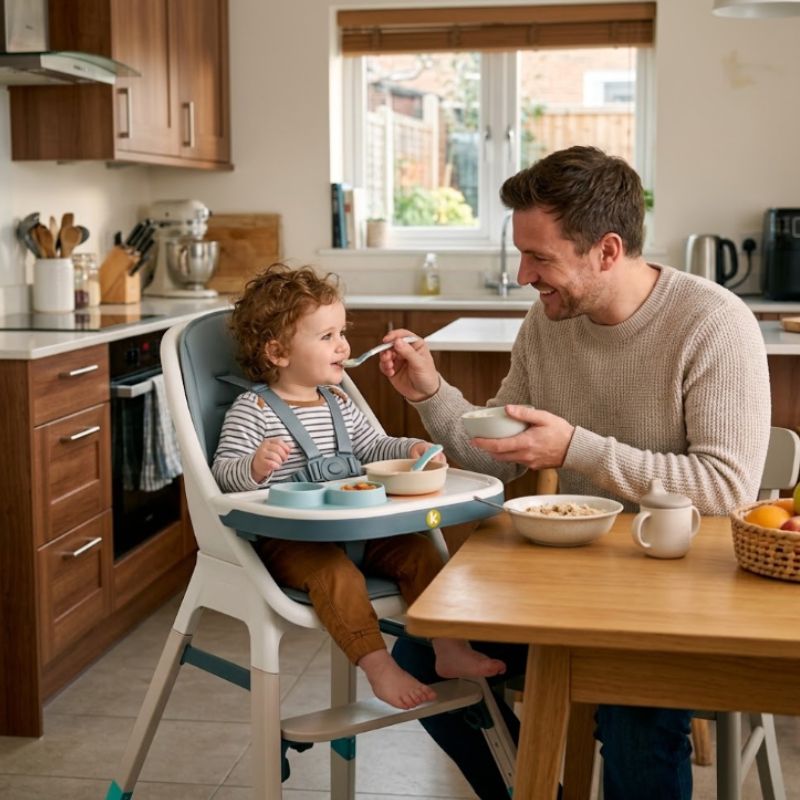 Koo-di Tiny Taster 3-in-1 Highchair | Toddler Chair & Stool | Rain Cloud