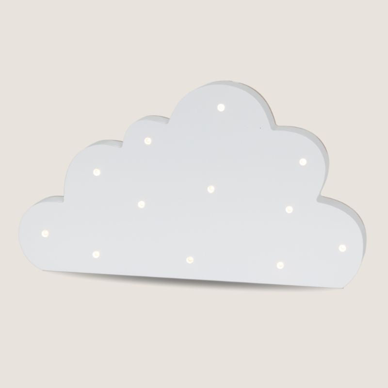 Purflo Wooden Cloud Nursery Night Light | Battery Operated LED Baby Room Light | White