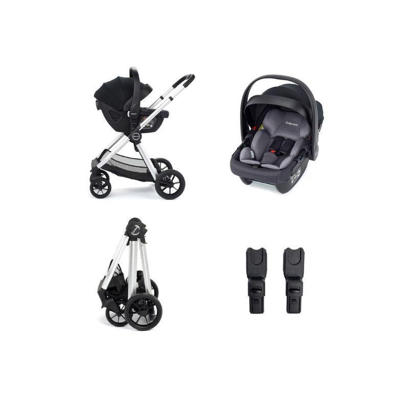 Dark Slate Gray BABYMORE MIMI TRAVEL SYSTEM COCO WITH I-SIZE CAR SEAT - SILVER