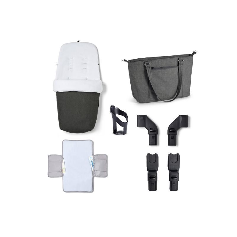 Babymore Memore V2 - 2 In 1 Pram & Pushchair 11 Piece - Black