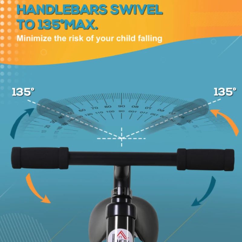 HOMCOM 2-in-1 Balance Bike with Removable Stabilisers | Adjustable Toddler Training Bike | Ages 2–5 Years - Black