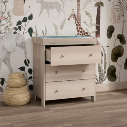 Obaby Nika 3 Piece Nursery Room Set | Cot Bed, Changing Unit & Wardrobe - Aspen