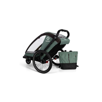 HAMAX COCOON TWIN CHILD BIKE TRAILER - GREEN + BLACK