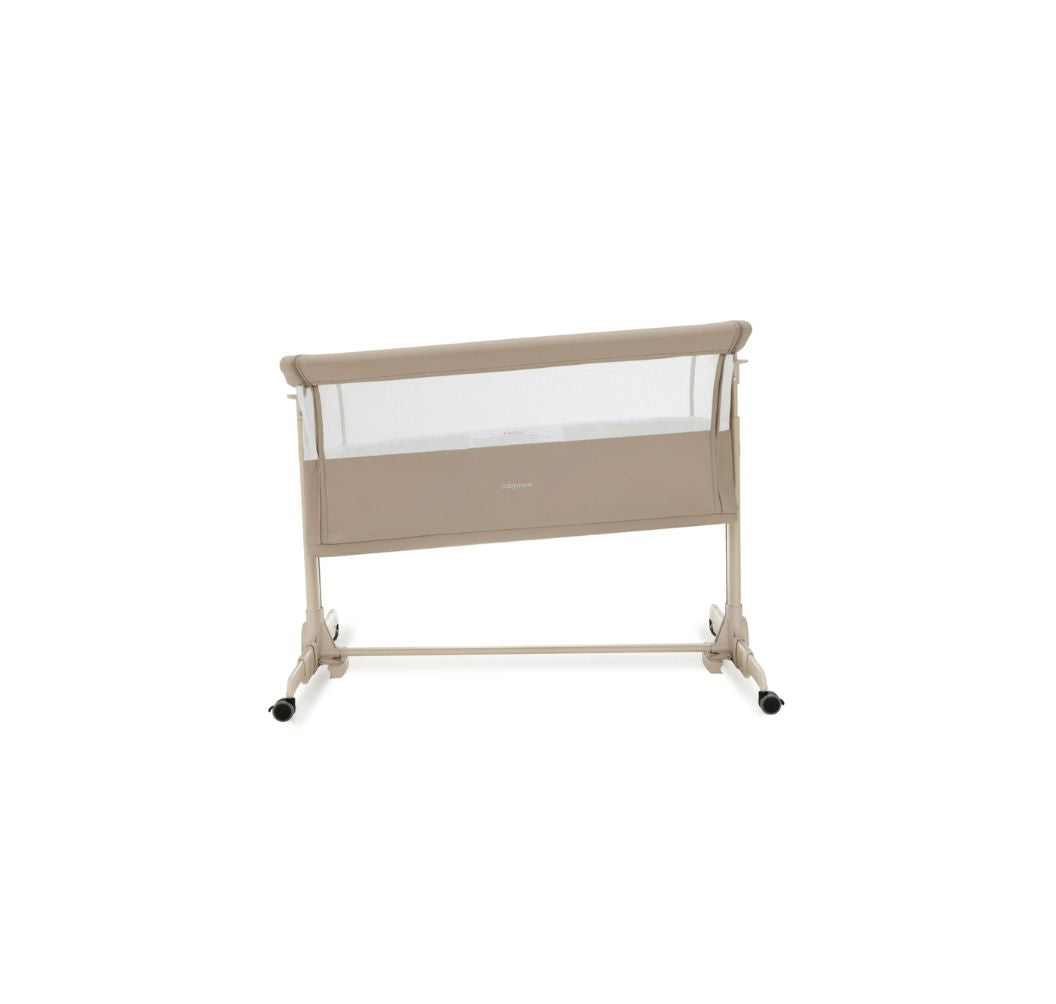 Babymore Neera Bedside Crib – Khaki | 2-in-1 Bedside Sleeper & Baby Crib with Mattress