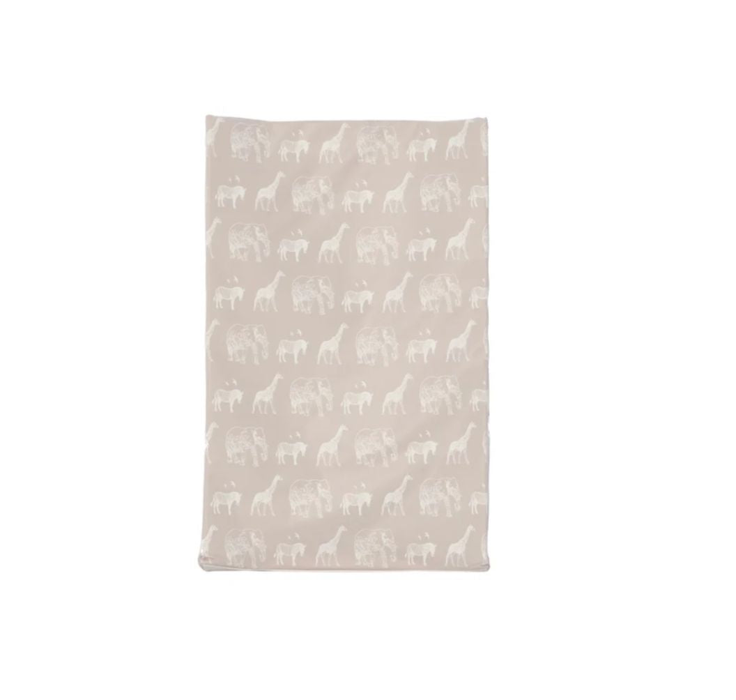 Obaby Wedge Changing Mat |Anti-Roll Baby Changing Mat | Wipe Clean -  Safari Print Oatmeal