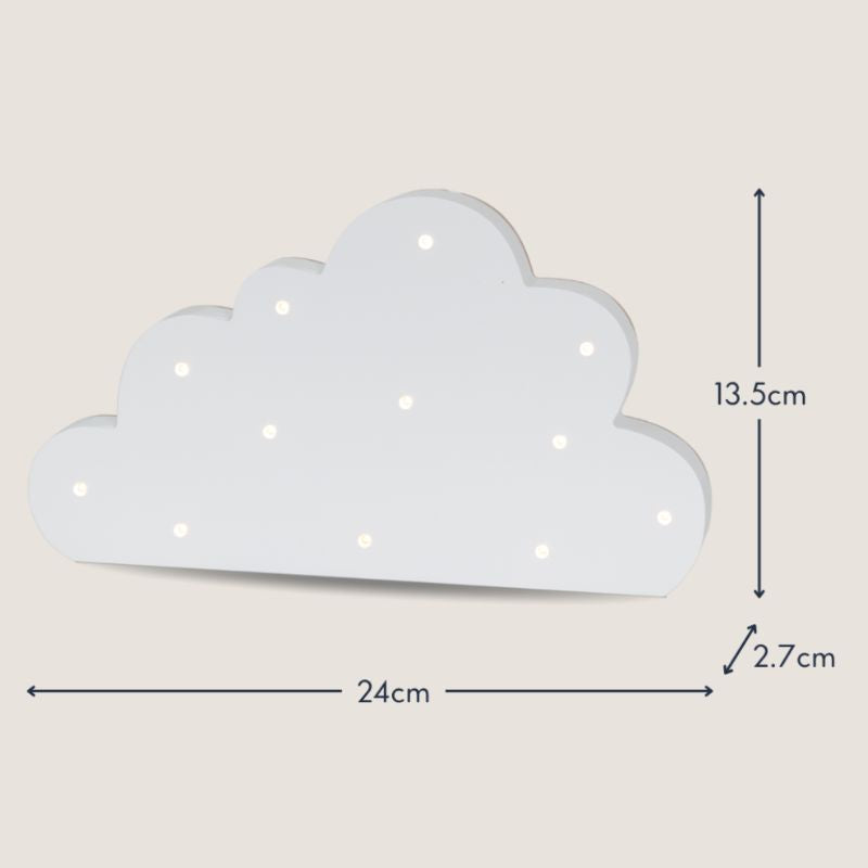 Purflo Wooden Cloud Nursery Night Light | Battery Operated LED Baby Room Light | White