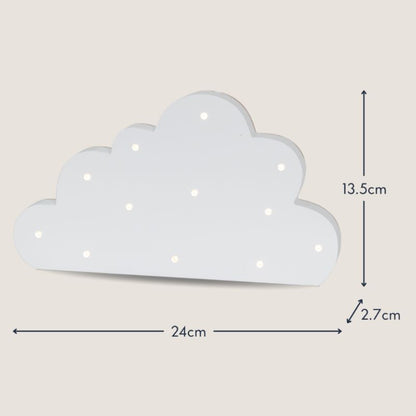 Purflo Wooden Cloud Nursery Night Light | Battery Operated LED Baby Room Light | White