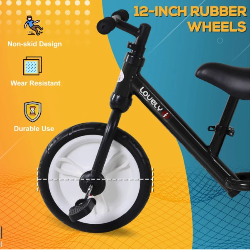 HOMCOM 2-in-1 Balance Bike with Removable Stabilisers | Adjustable Toddler Training Bike | Ages 2–5 Years - Black