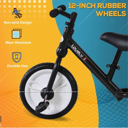 HOMCOM 2-in-1 Balance Bike with Removable Stabilisers | Adjustable Toddler Training Bike | Ages 2–5 Years - Black