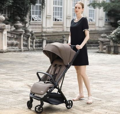 Babymore Yara Compact Stroller | Lightweight Cabin-Friendly Pushchair | Birth to 22kg | Chocolate