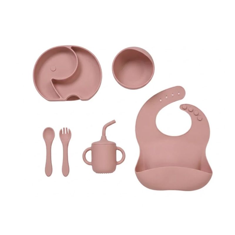 BabaBing 6-Piece Silicone Baby Weaning & Feeding Set| 6 Months+ | Pink