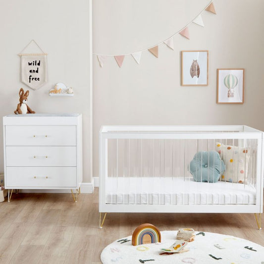 Babymore Kimi XL Acrylic 2 Piece Nursery Furniture Set