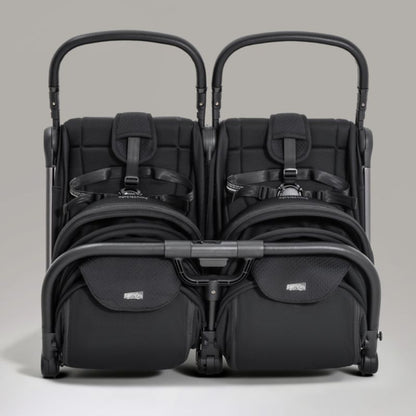 JoviKids Ayla Twin Lightweight Double Stroller | Compact Auto Fold Pushchair | Cabin Ready - Urban Black