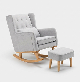 Babymore Lux Nursing Chair with Footstool – Grey - Prime Baby Gear