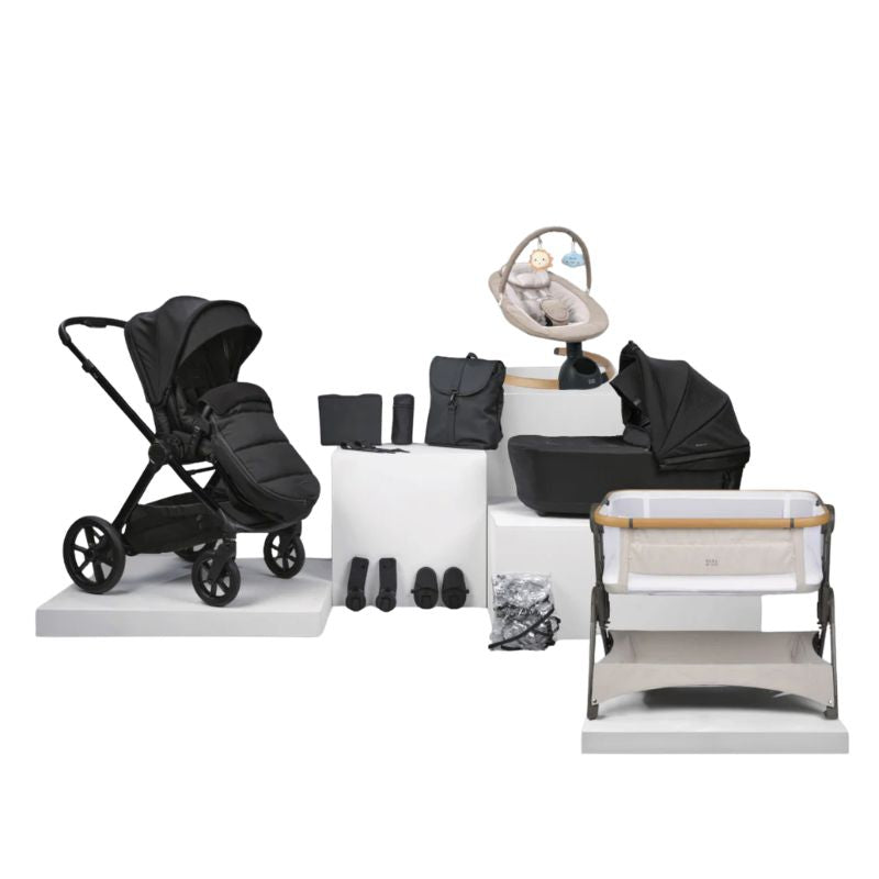 Bababing Raffi MKII - 14 Piece Travel Bundle - Without Car Seat - Satin Black - Prime Baby Gear