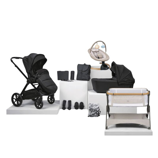 Bababing Raffi MKII - 14 Piece Travel Bundle - Without Car Seat - Satin Black - Prime Baby Gear