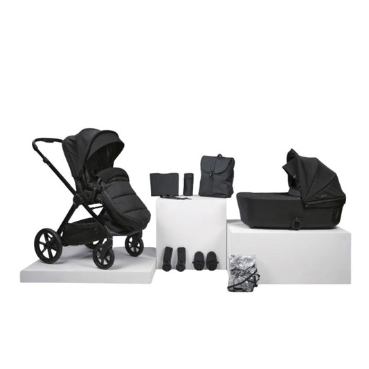 Bababing Raffi MKII - 10 Piece Travel Bundle - Without Car Seat - Satin Black - Prime Baby Gear