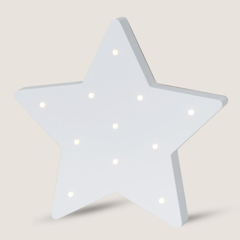Purflo Wooden Star Nursery Night Light | Battery Operated LED Baby Room Light | White