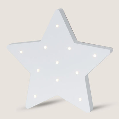 Purflo Wooden Star Nursery Night Light | Battery Operated LED Baby Room Light | White