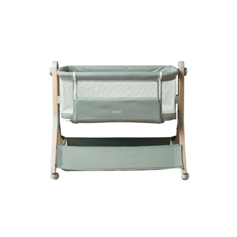 Obaby Cloud Bedside Crib – Sage | Adjustable Bedside Sleeper & Newborn Crib with Mattress - Prime Baby Gear
